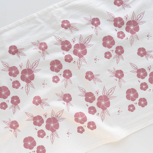 Pink Flower Tea Towel
