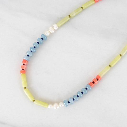 Lila Necklace | Gemstone & Pearl Beaded Necklace