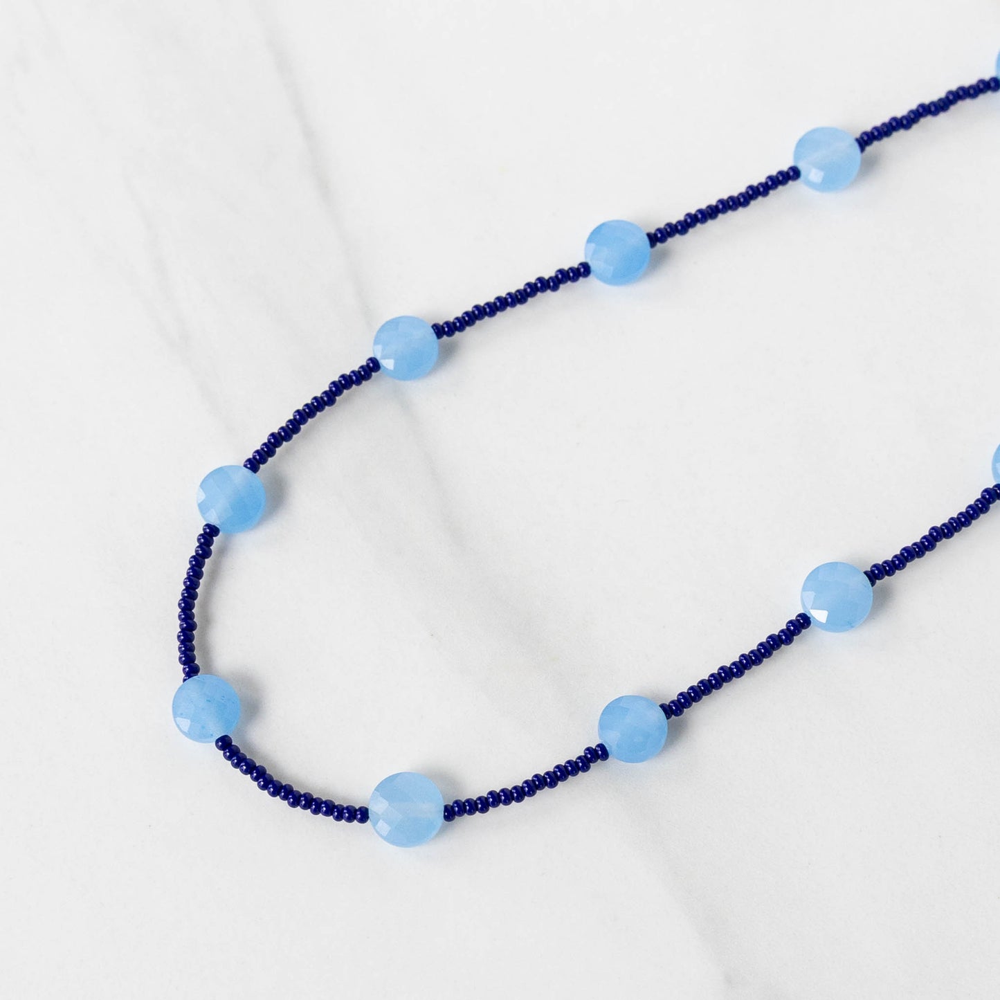 Bluebell Necklace | Blue Gemstone and Seed Bead Necklace