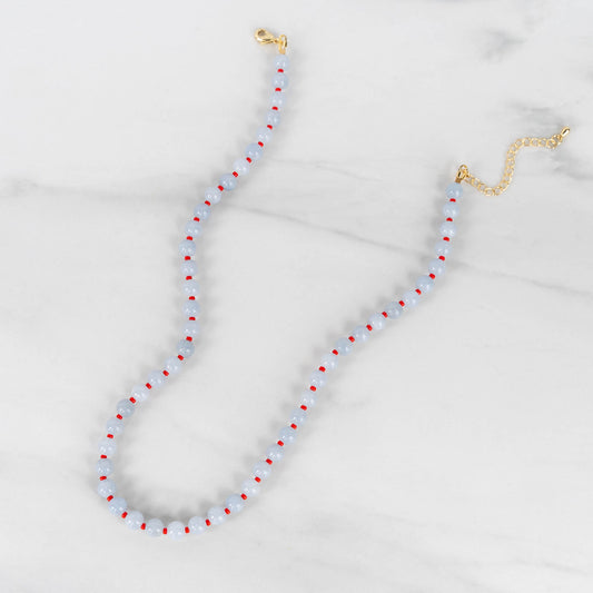 Cloud Necklace | Round Gemstone and Seed Bead Necklace