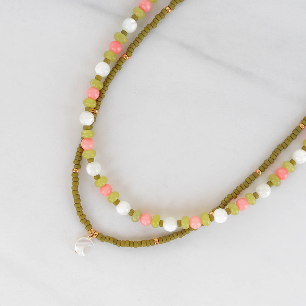 Lili Necklace | Mother of Pearl & Gemstone Beaded Necklace