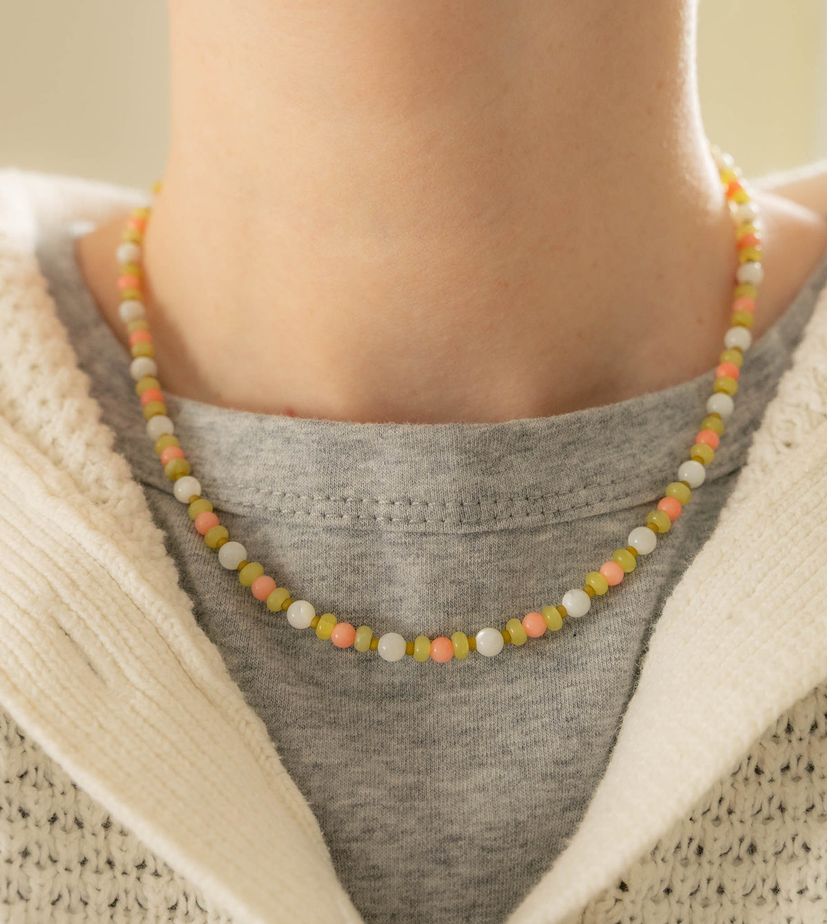 Lili Necklace | Mother of Pearl & Gemstone Beaded Necklace