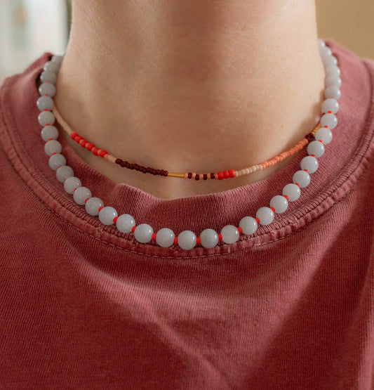 Sunset Necklace | Colorful Seed Bead Necklace with Charms