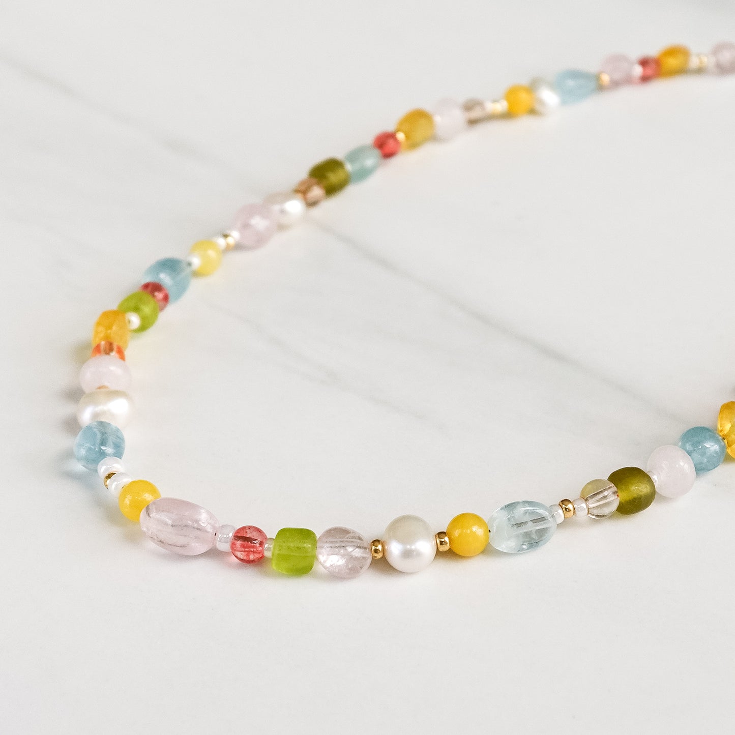 Calla Necklace | Mixed Gemstone, Pearl, and Glass Beaded Necklace