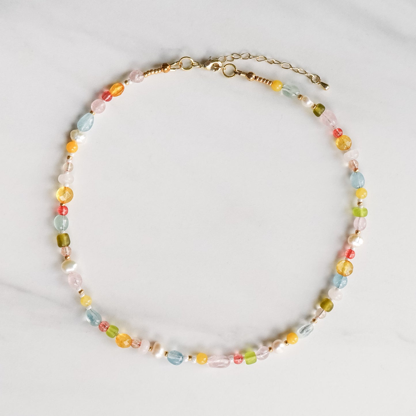 Calla Necklace | Mixed Gemstone, Pearl, and Glass Beaded Necklace
