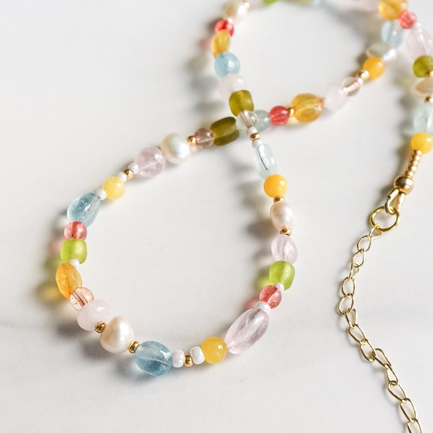 Calla Necklace | Mixed Gemstone, Pearl, and Glass Beaded Necklace