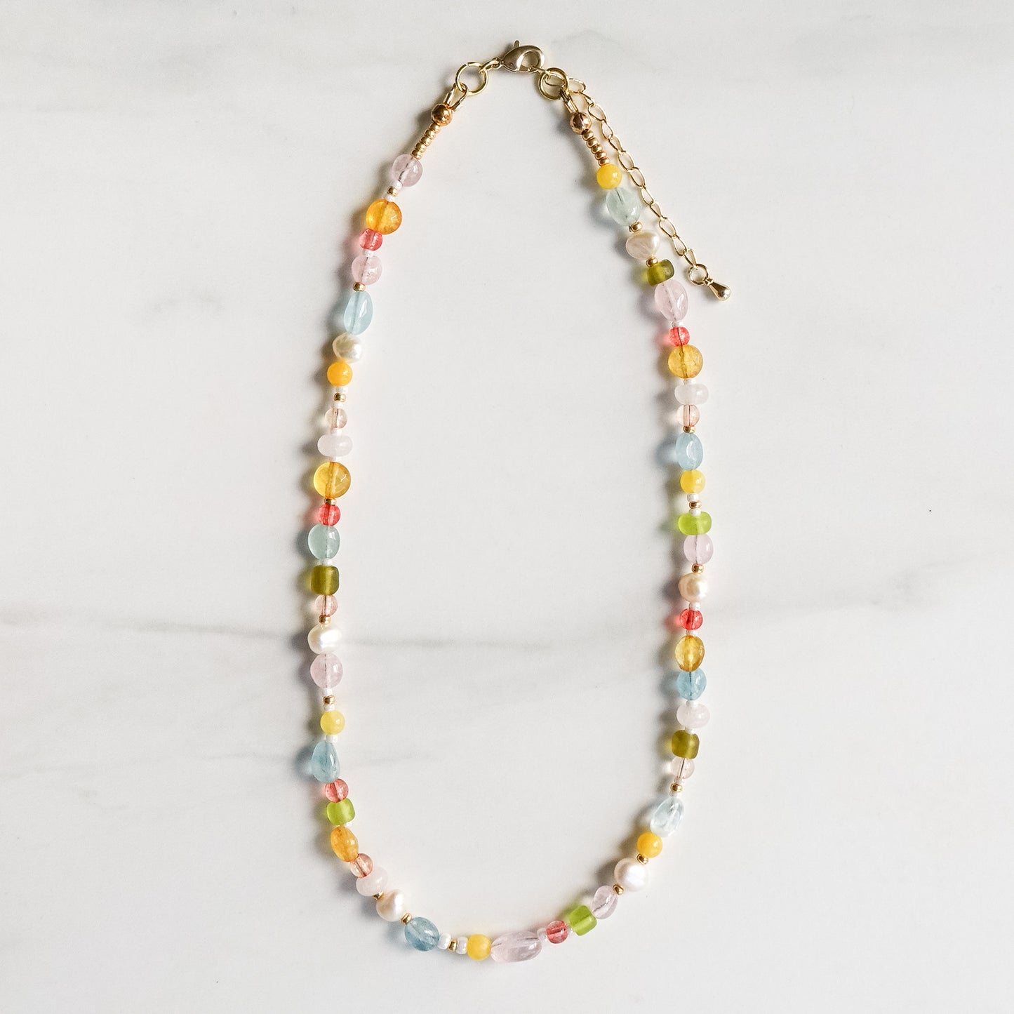 Calla Necklace | Mixed Gemstone, Pearl, and Glass Beaded Necklace