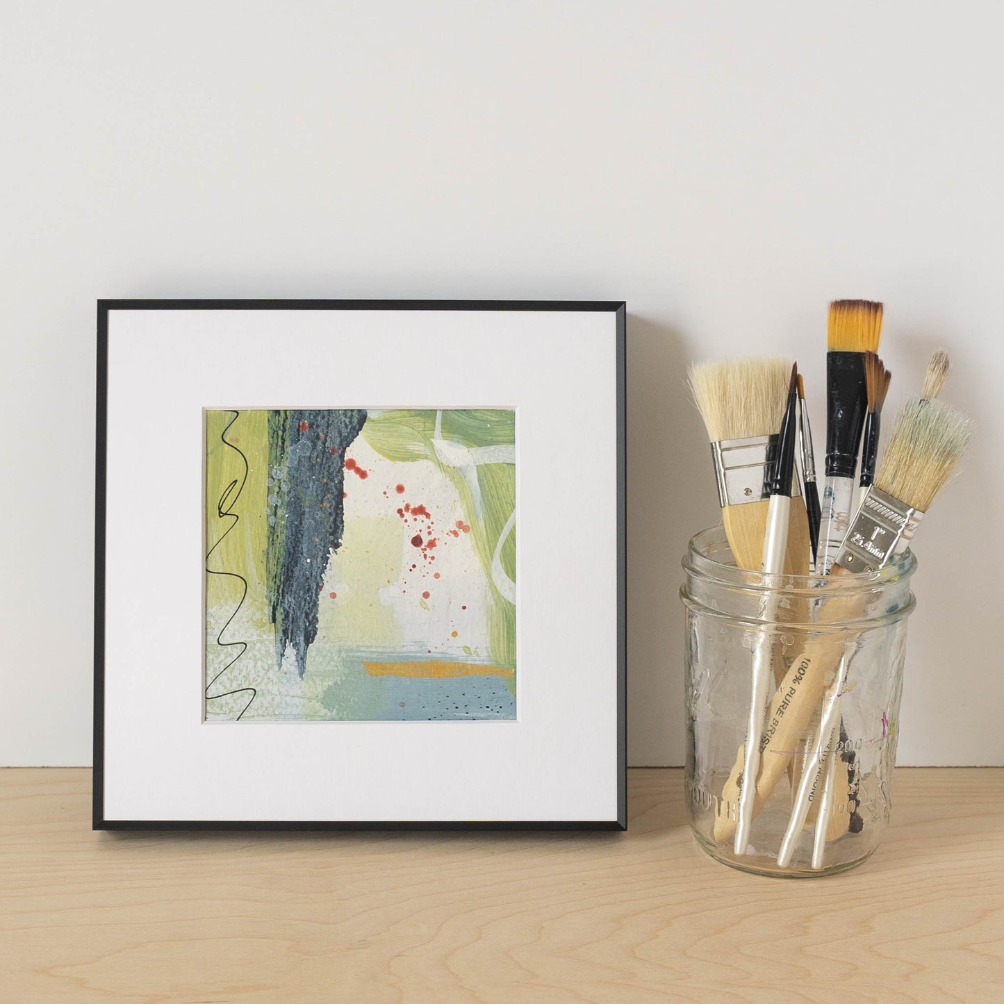 Spring Rain I | Framed 5x5 inch Acrylic Painting