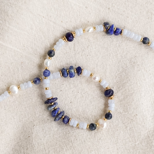 Jasmine Necklace | Mixed Gemstone, Pearl, and Glass Beaded Necklace