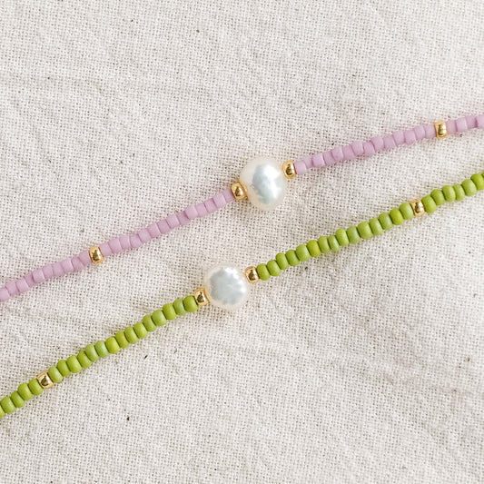 Acacia Necklace | Delicate Seed Bead and Pearl Necklace