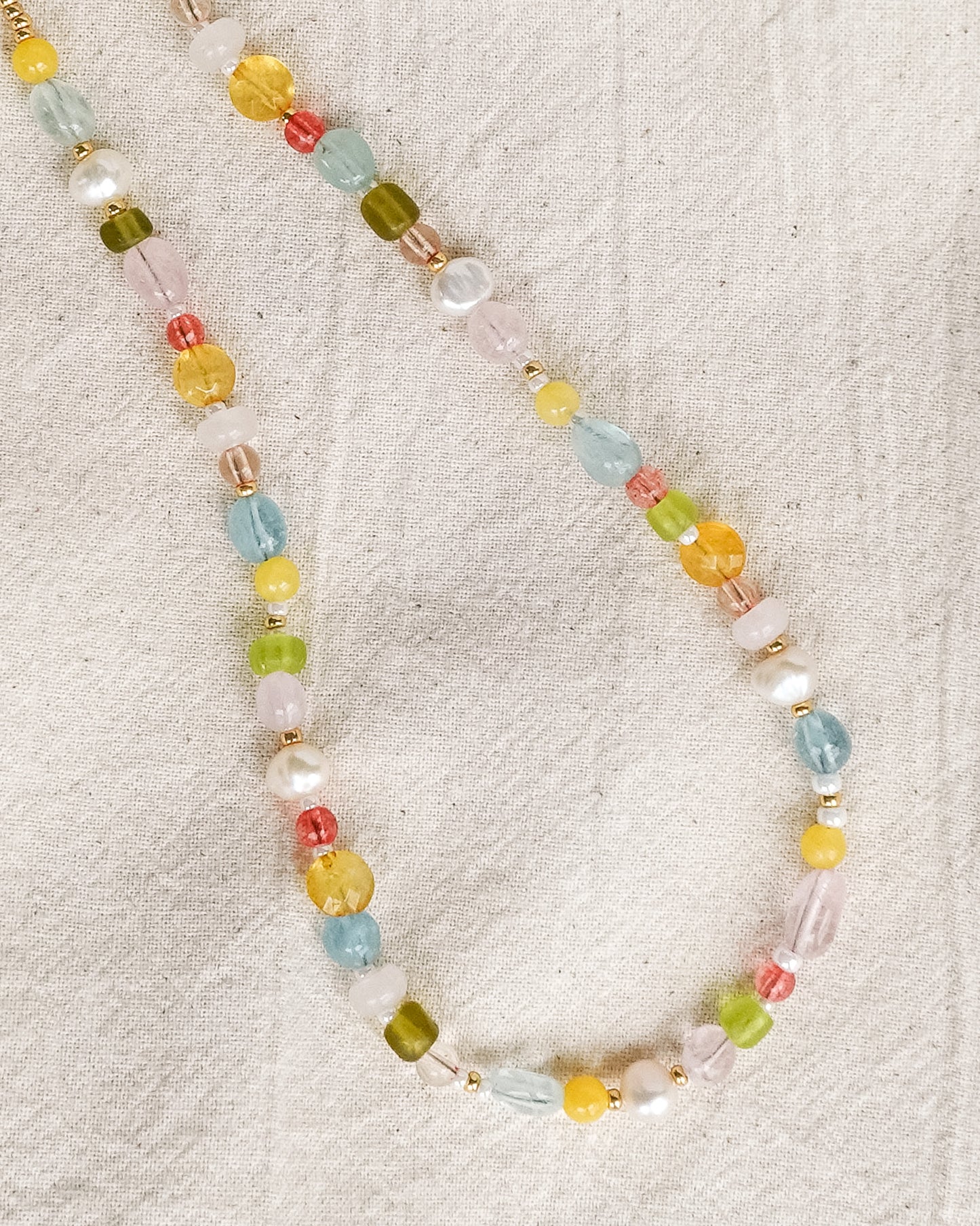 Calla Necklace | Mixed Gemstone, Pearl, and Glass Beaded Necklace