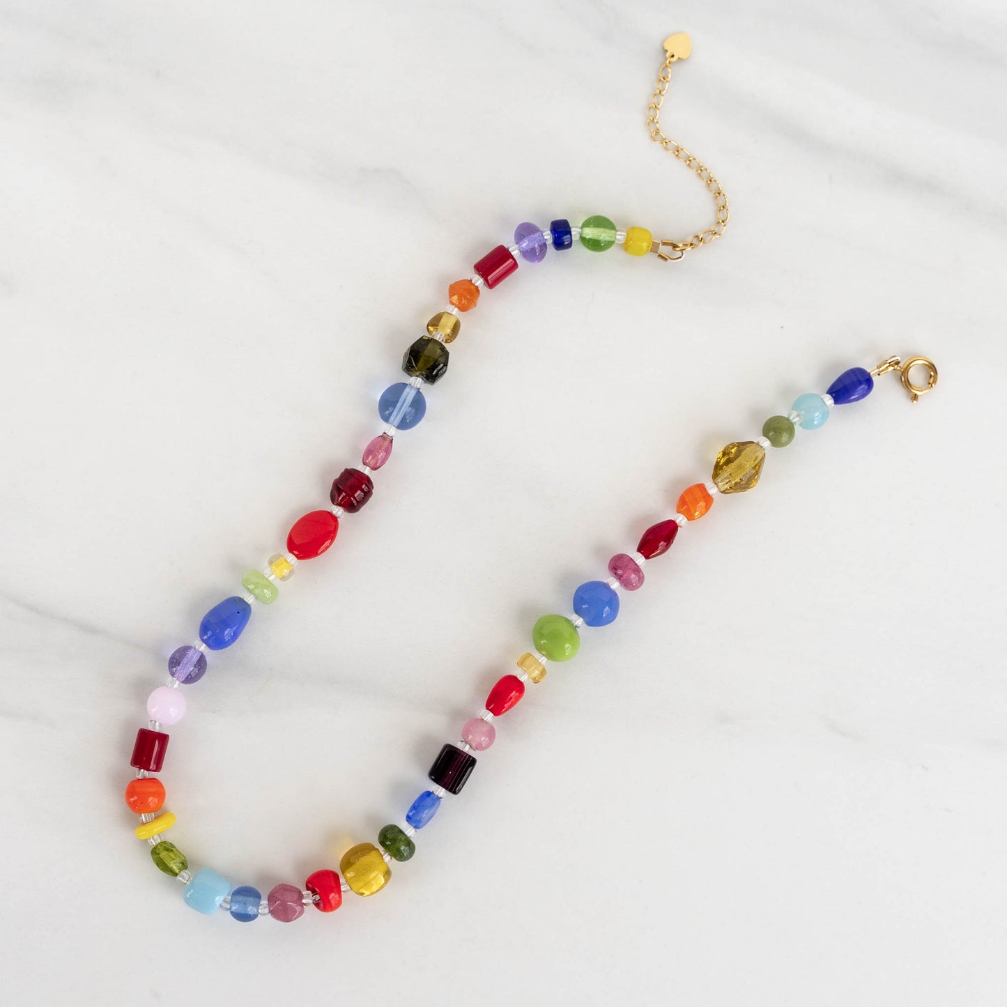 One-of-a-Kind Rainbow Chunky Beaded Necklace