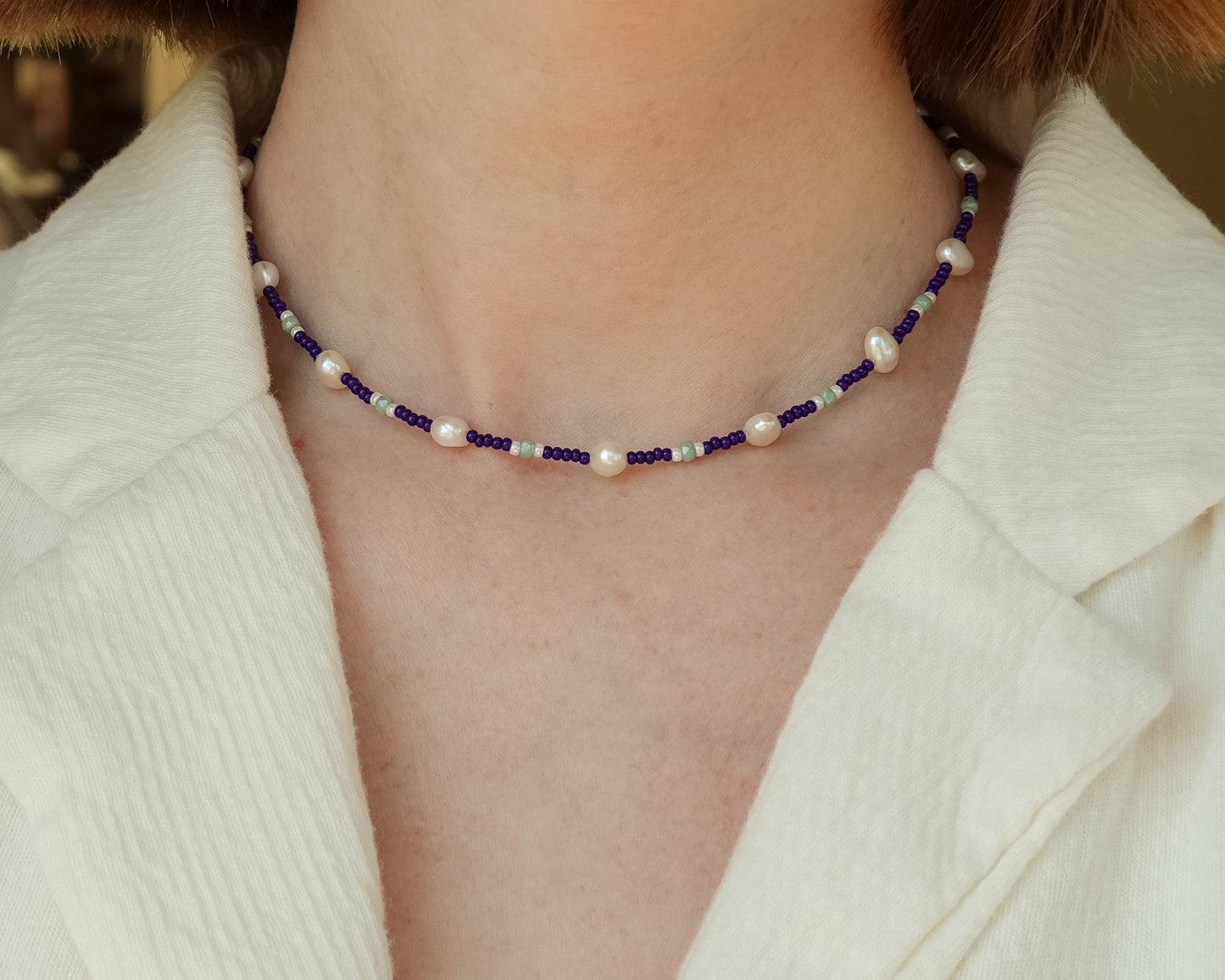 Lark Necklace | Pearl and Glass Seed Bead Necklace
