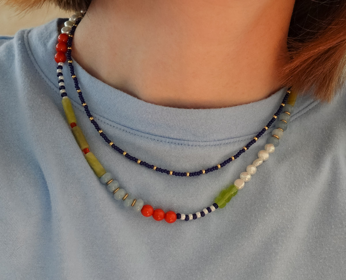 Iris Necklace | Tiny Seed Bead Layering Necklace