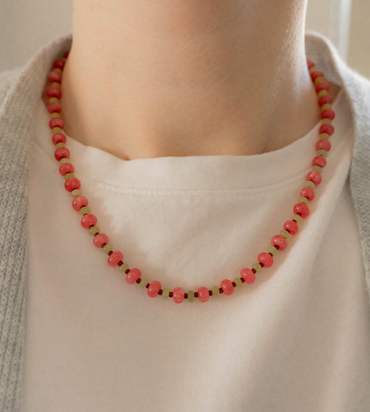 Rosalie Necklace | Pink Gemstone Beaded Necklace