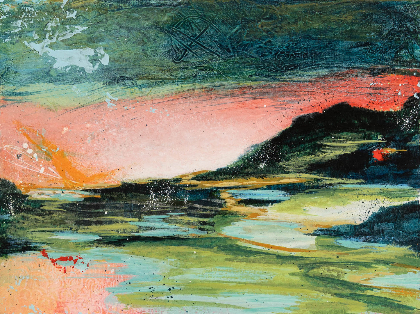Can You Smell the Rain? III | 6x8 Abstract Landscape Painting on Wood Panel