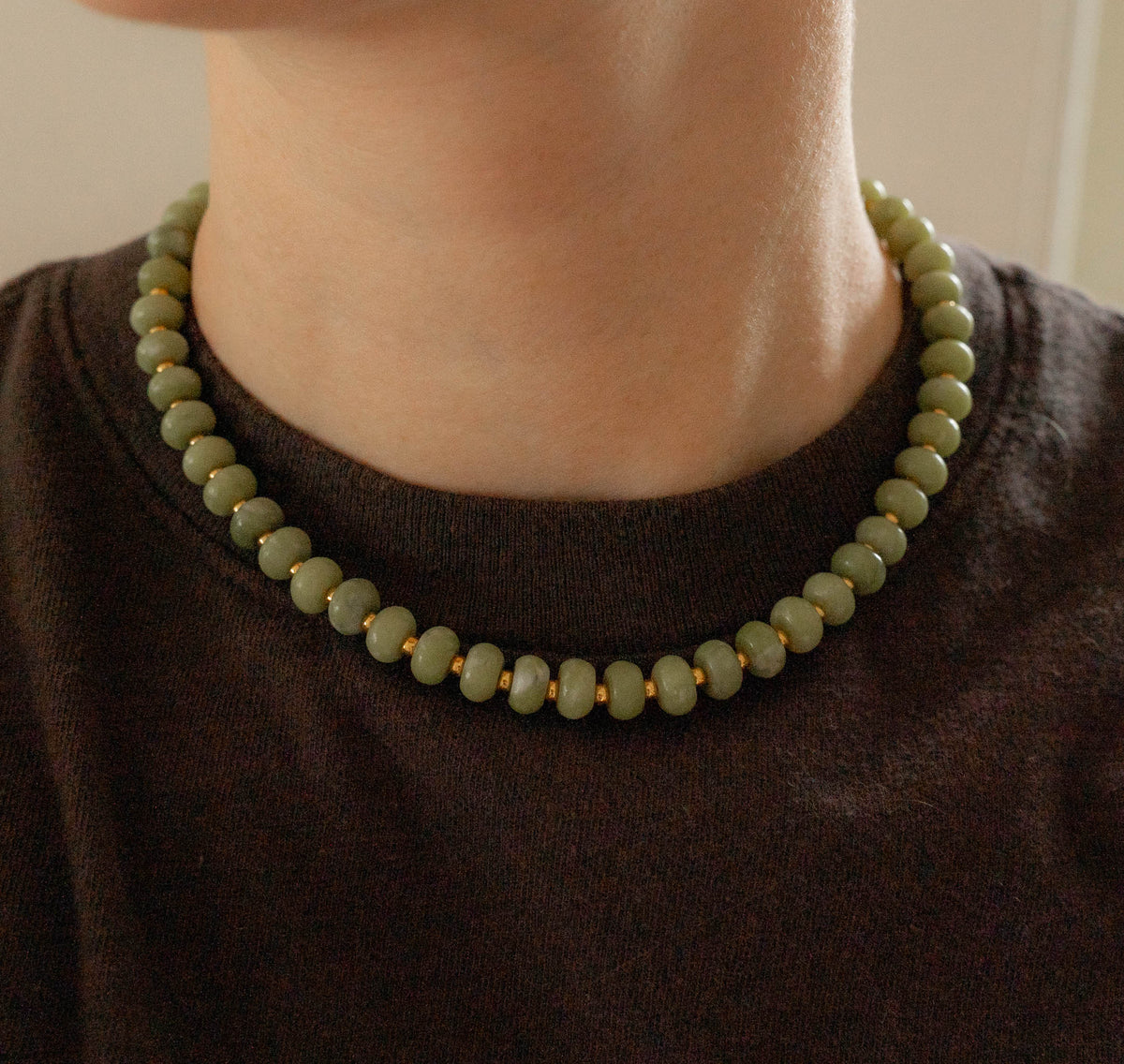 Finn Necklace | Green Jade Chunky Beaded Necklace