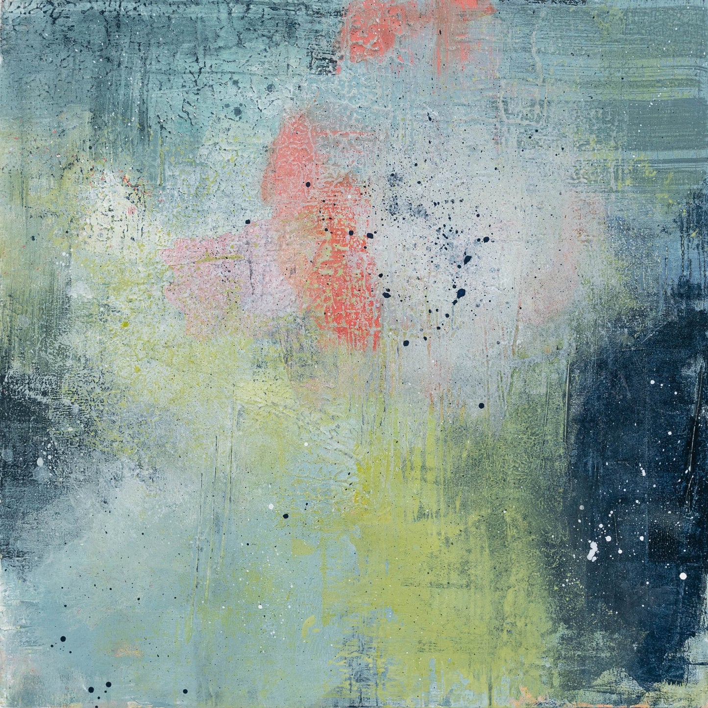 First of the Season Peonies III | 12x12 Abstract Painting on Wood Panel