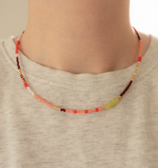 Jade Sunset Necklace | Colorful Seed Bead Necklace