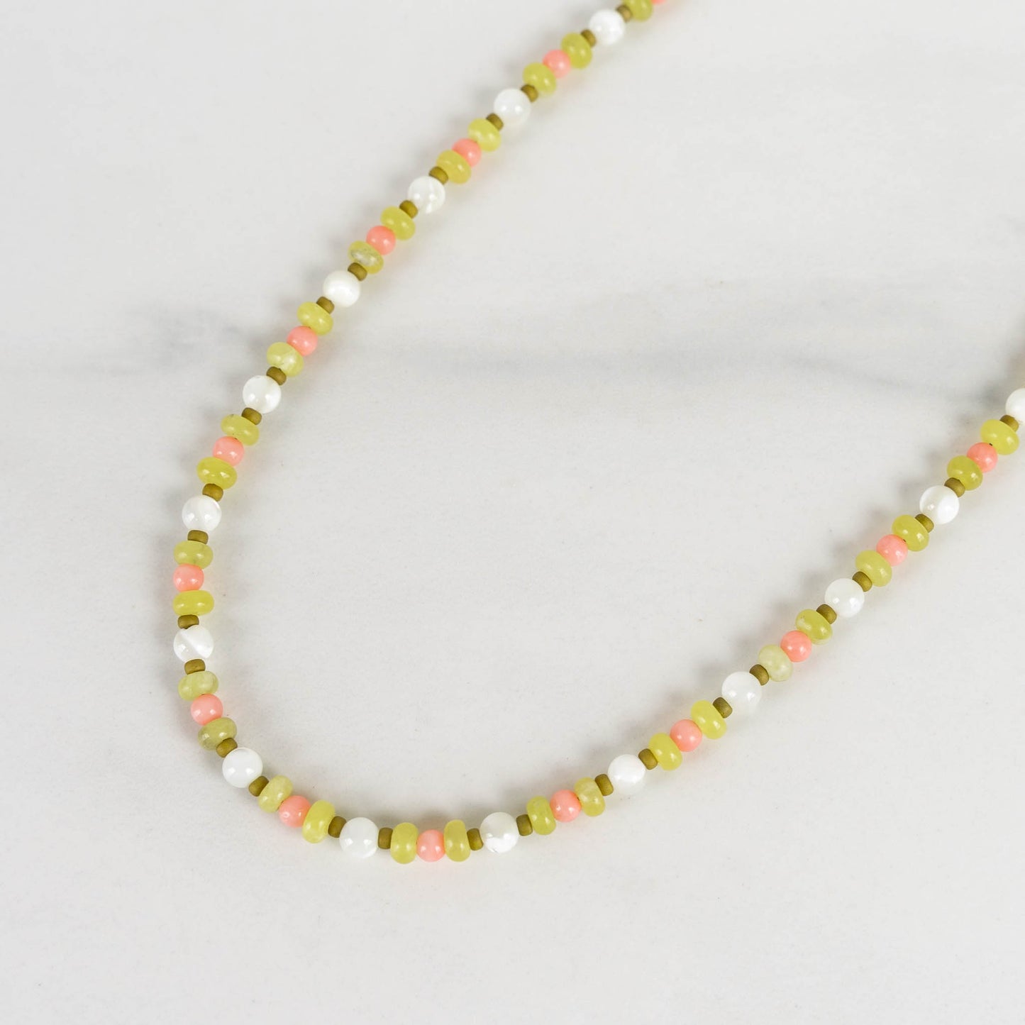 Lili Necklace | Mother of Pearl & Gemstone Beaded Necklace