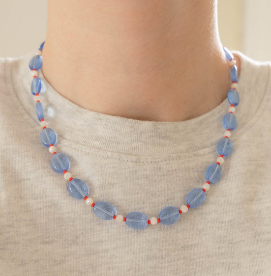 Marie Necklace | Blue & Red Beaded Necklace
