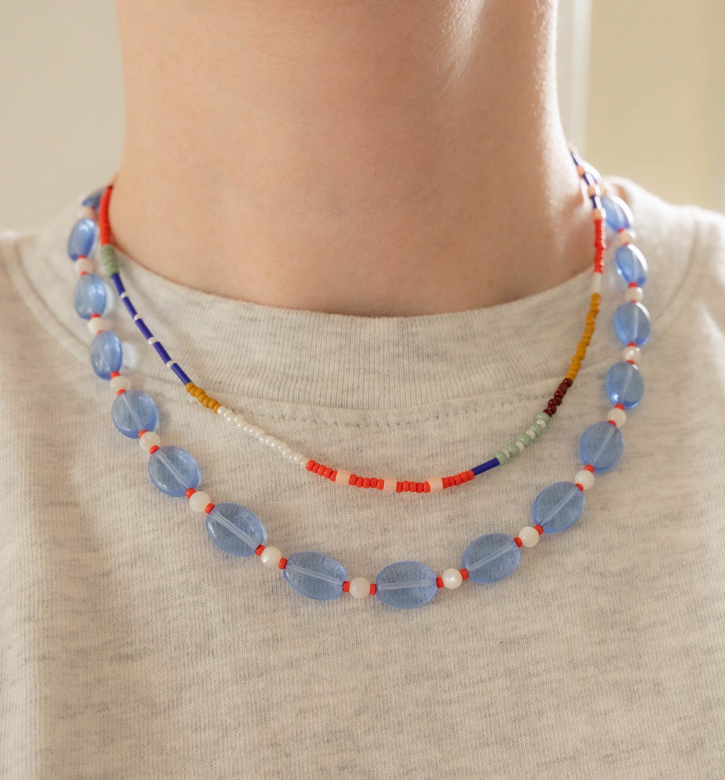 Marie Necklace | Blue & Red Beaded Necklace