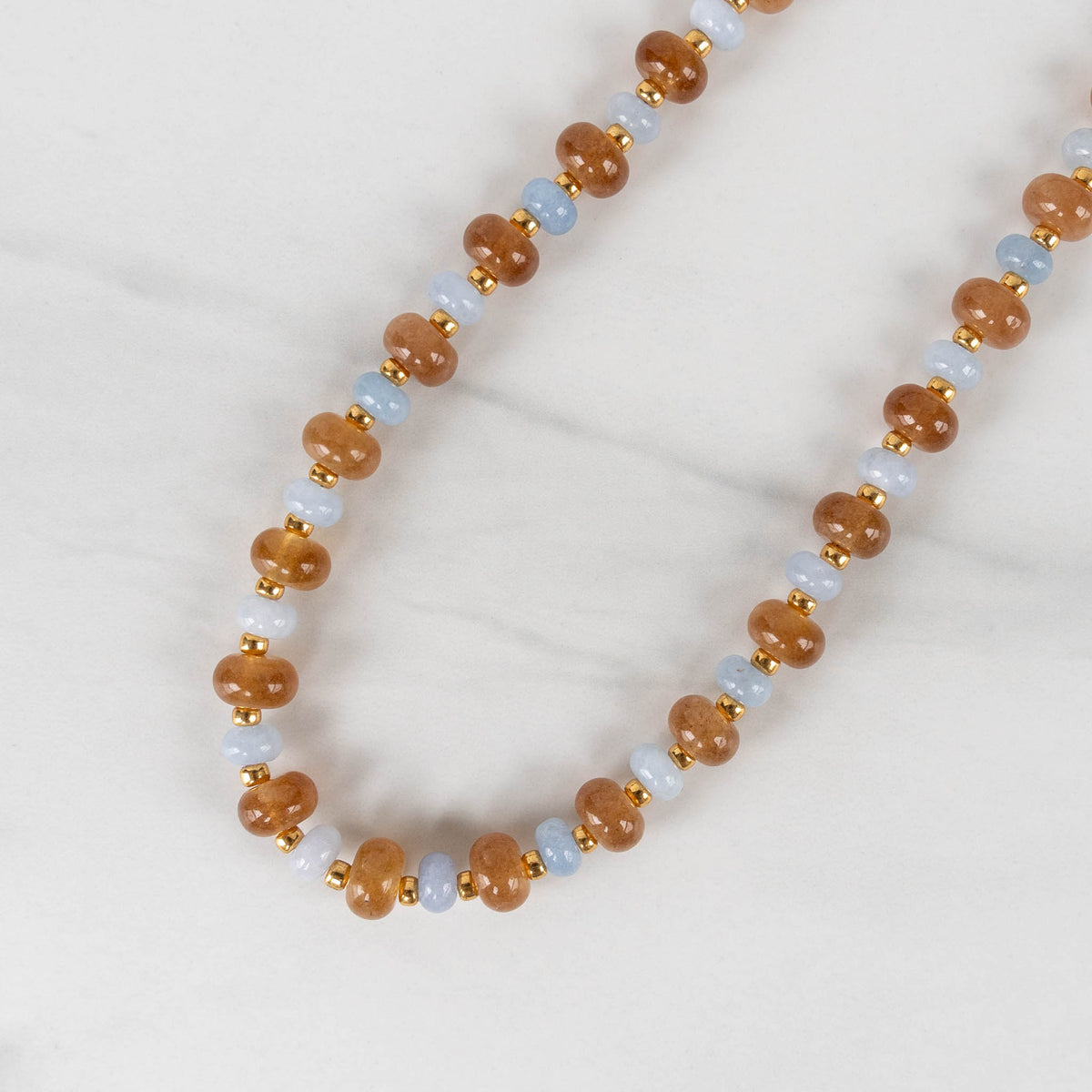 Oak Necklace | Blue & Brown Chunky Beaded Necklace