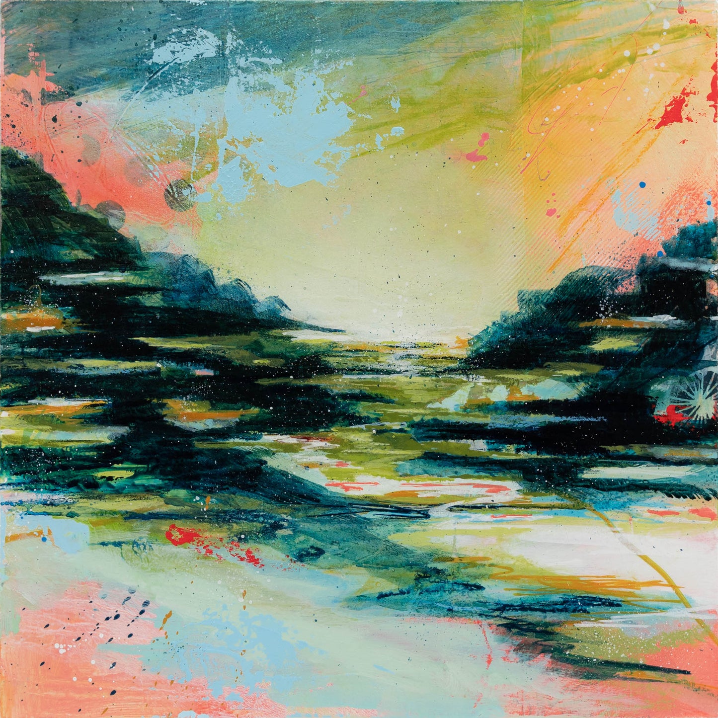 Seaside Waltz | 10x10 Abstract Landscape Painting on Wood Panel