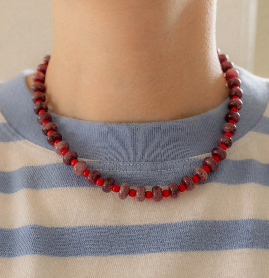 Sienna Necklace | Purple & Red Chunky Beaded Necklace