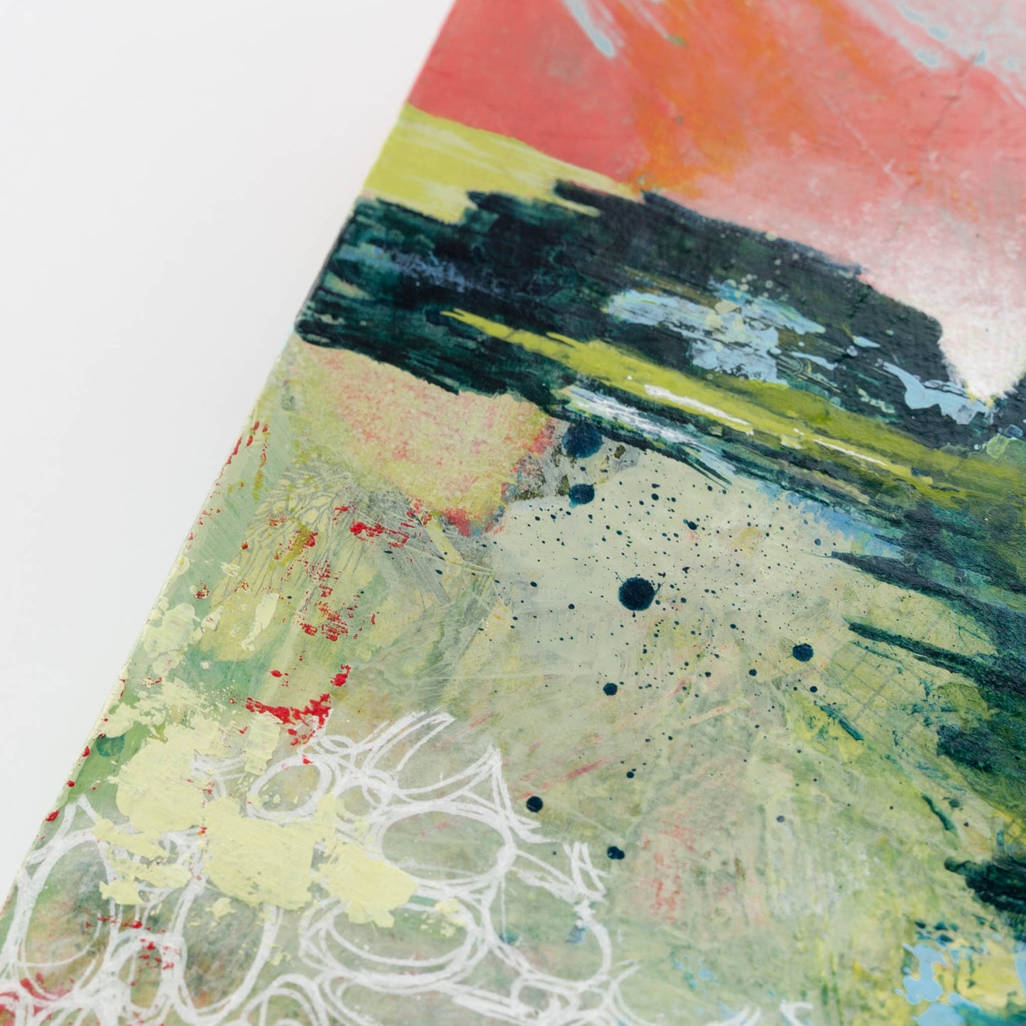 Snails in the Grass | 6x6 Abstract Painting on Wood Panel
