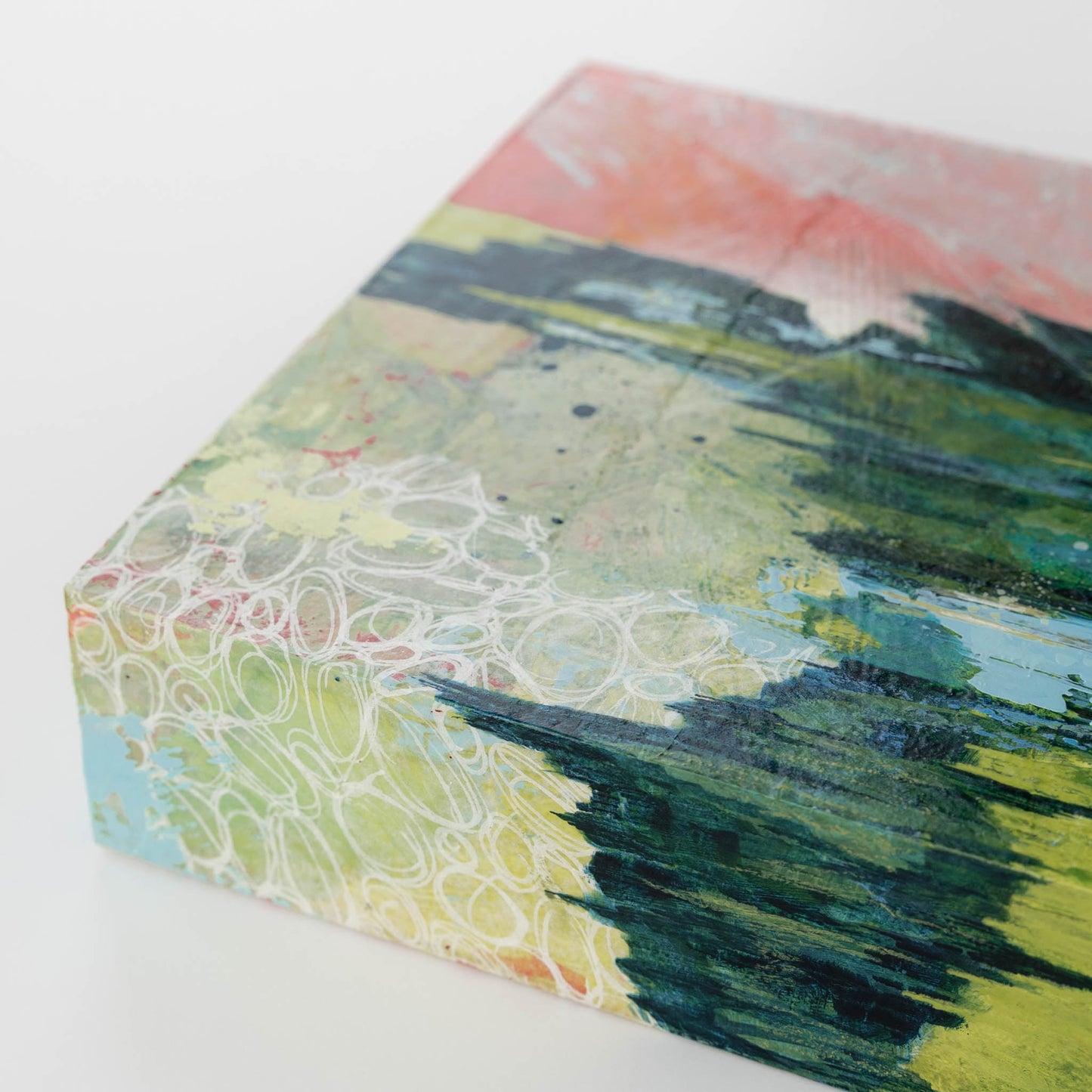 Snails in the Grass | 6x6 Abstract Painting on Wood Panel