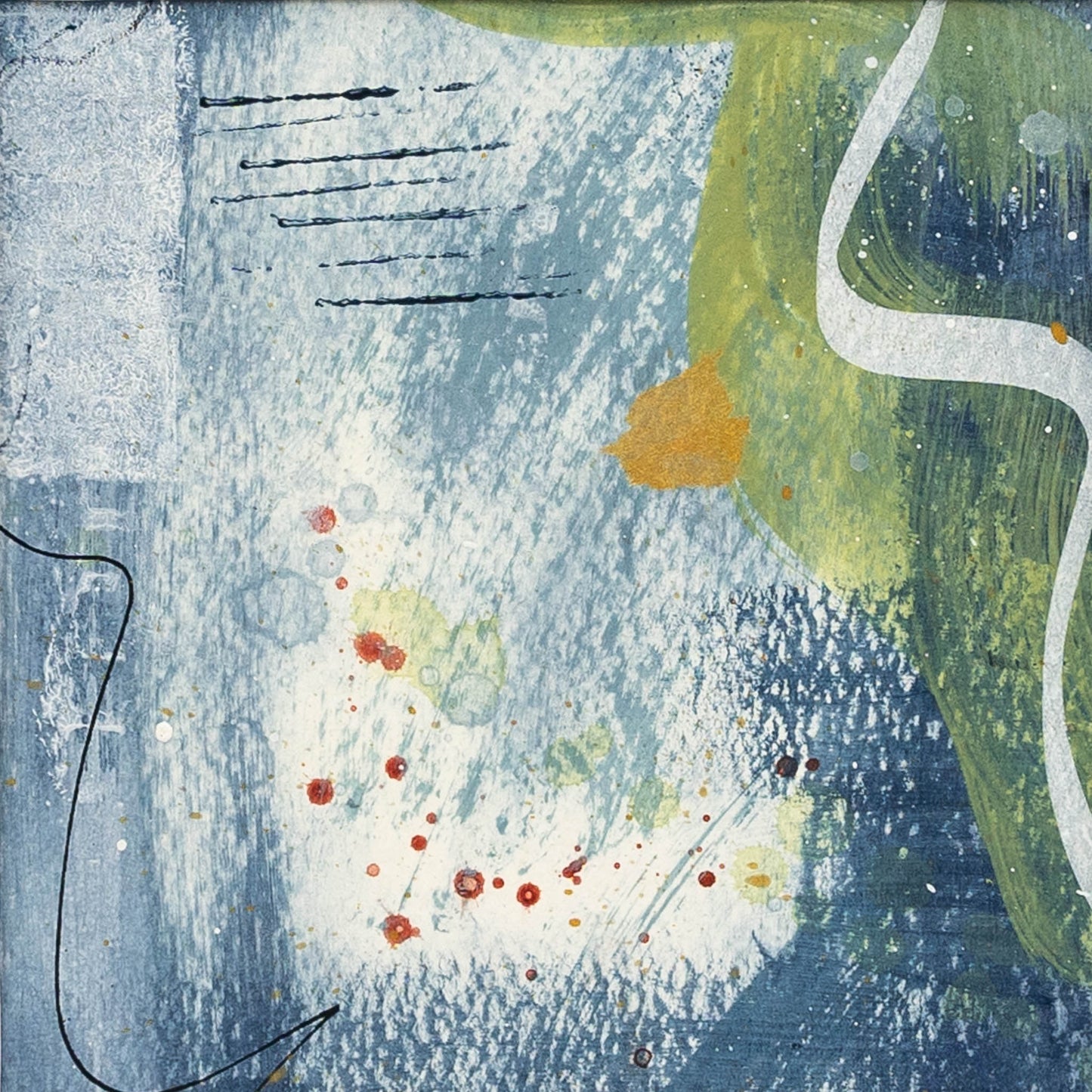 Spring Rain III | Framed 5x5 inch Acrylic Painting