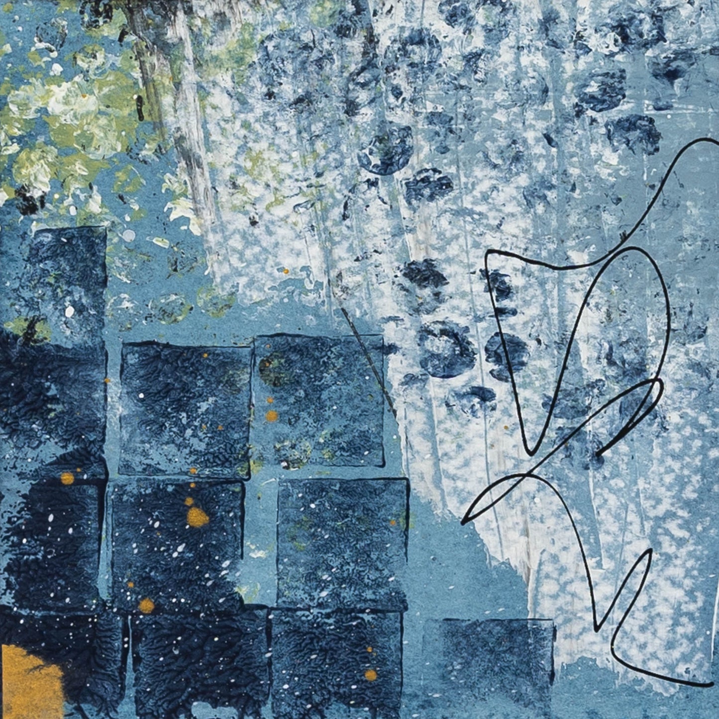 Spring Rain V | Framed 5x5 inch Acrylic Painting
