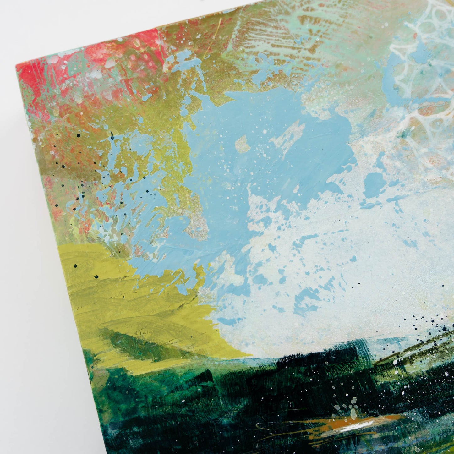Stone Wall Horizons | 8x8 Abstract Painting on Wood Panel