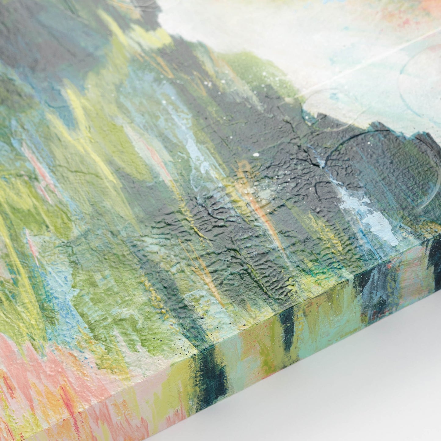 Through Mountain Pastures | 10x20 Abstract Painting on Wood Panel