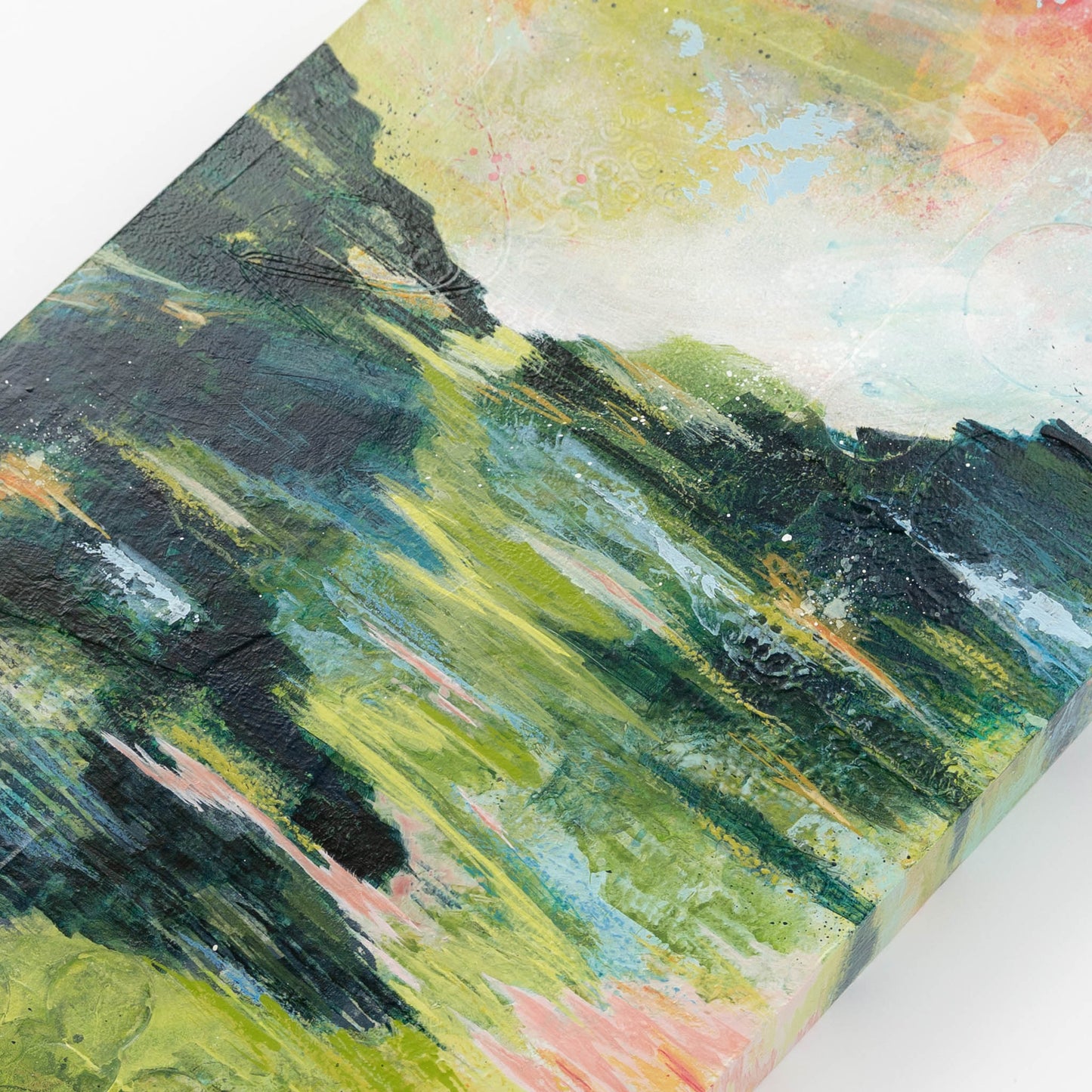 Through Mountain Pastures | 10x20 Abstract Painting on Wood Panel