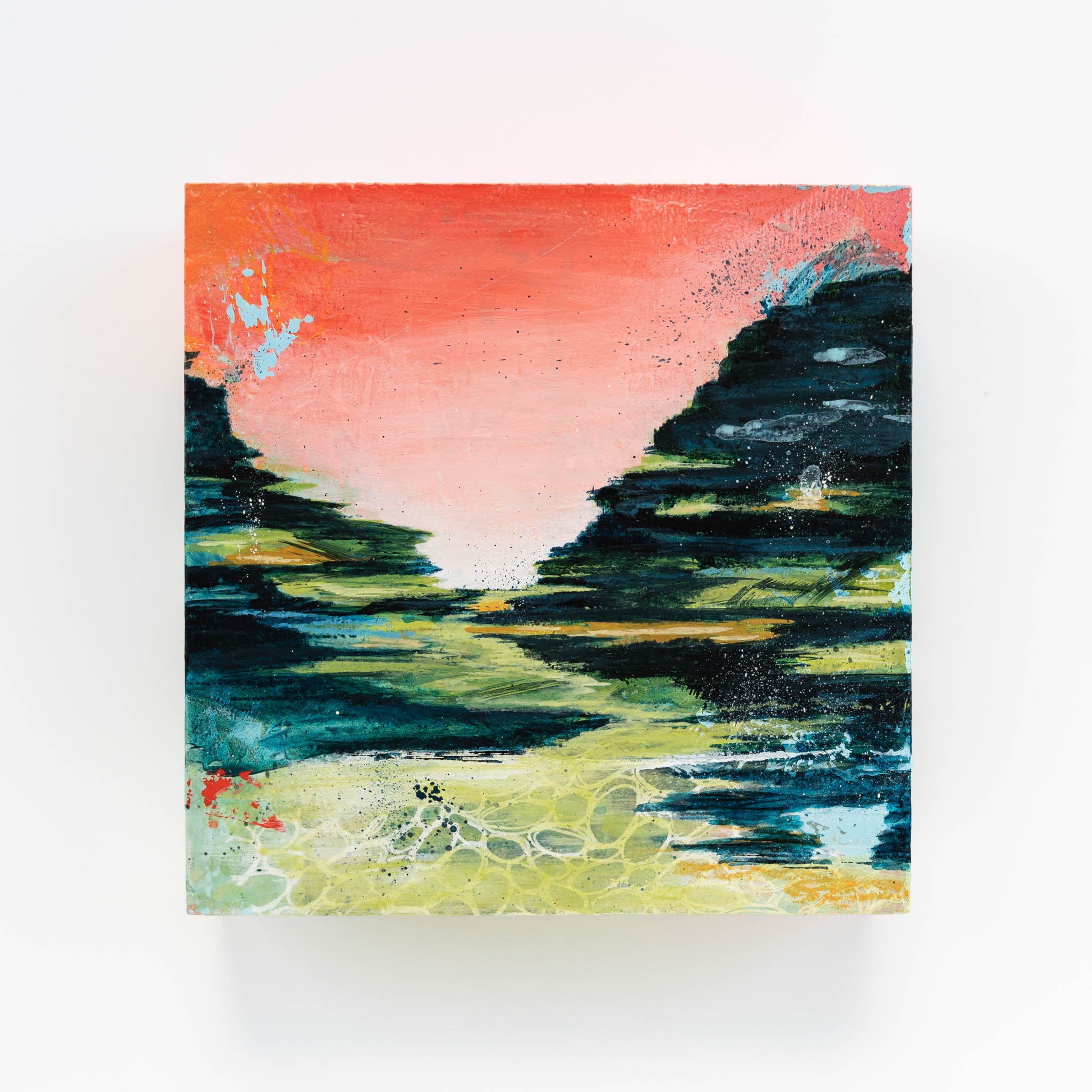 Wild Mountain Thyme | 6x6 Abstract Landscape Painting on Wood