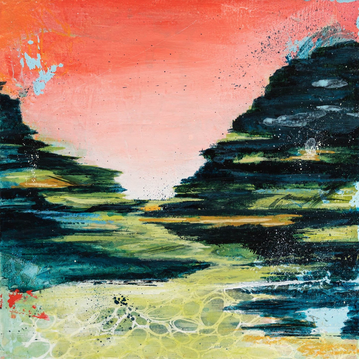 Wild Mountain Thyme | 6x6 Abstract Landscape Painting on Wood Panel