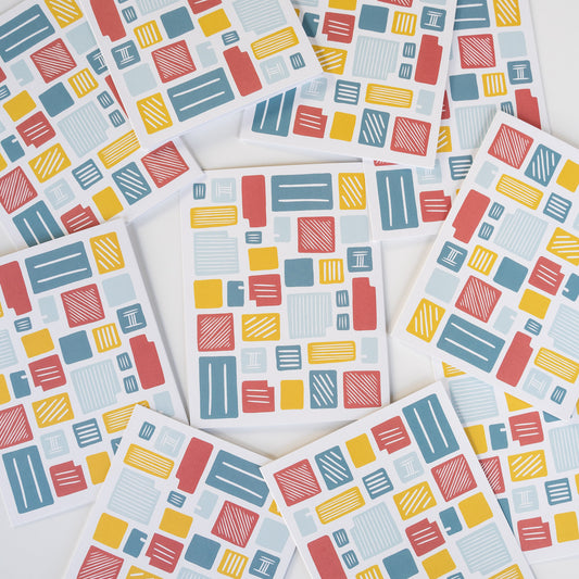 Note cards with a fun color block design