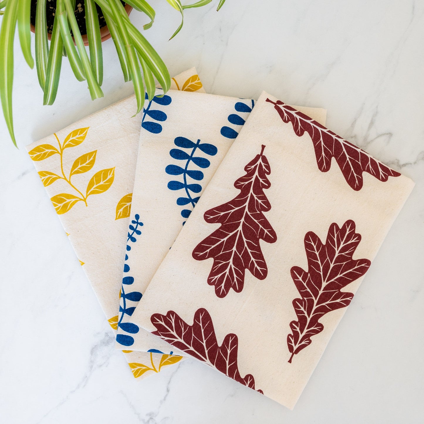 Mixed Leaf Tea Towel Set I