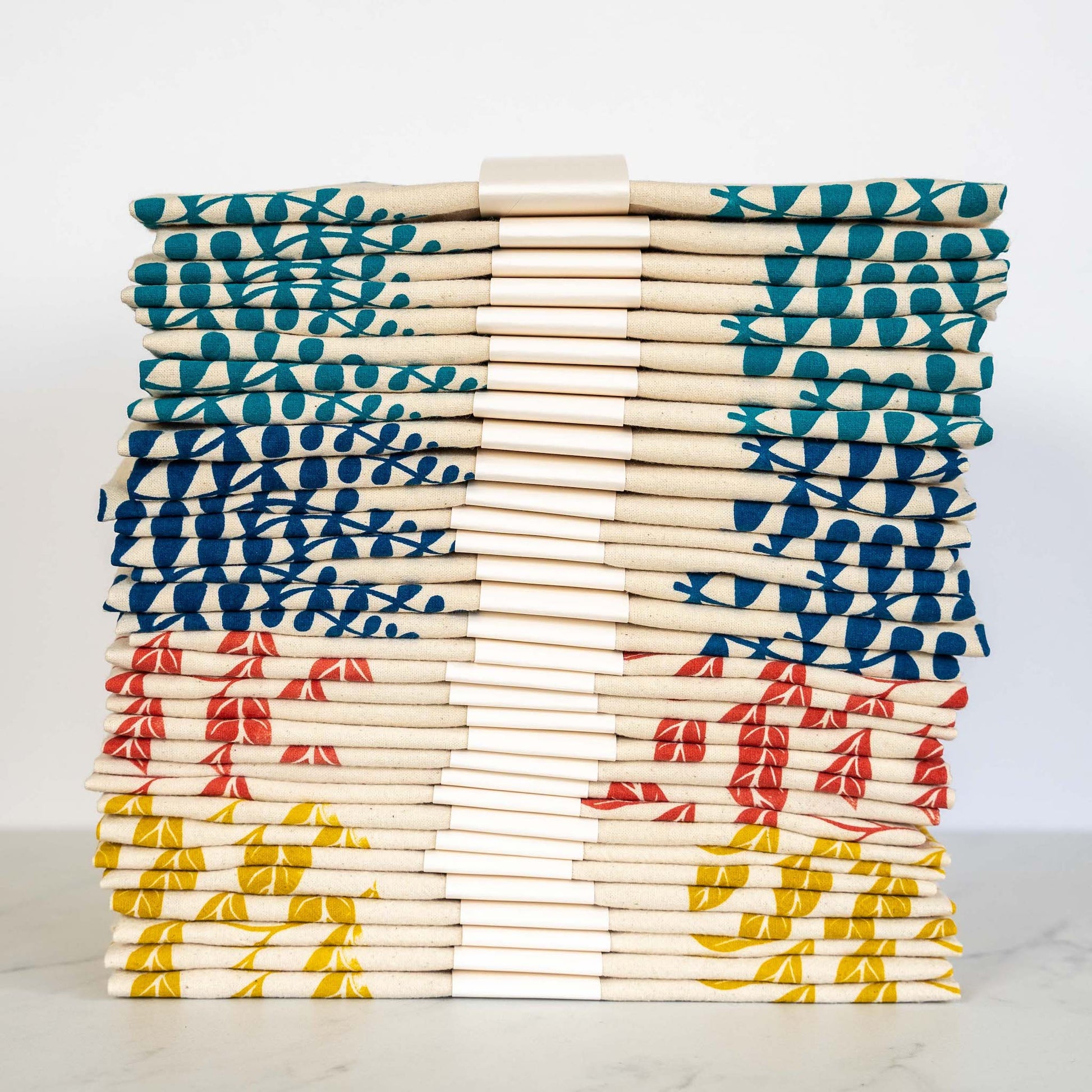 Stack of natural cotton tea towels
