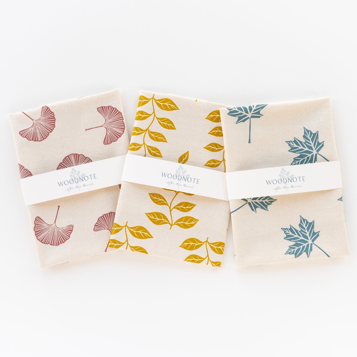 Mixed Leaf Tea Towel Set III
