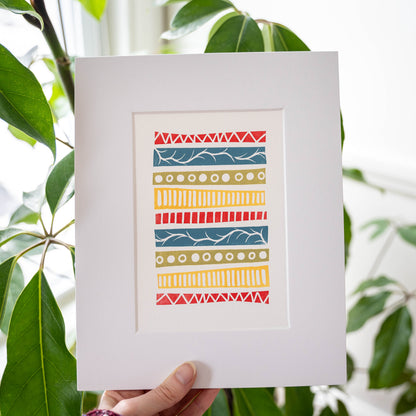 Abstract Block Print Original Block Print | Hand-printed by Emma Garcelon – Woodnote