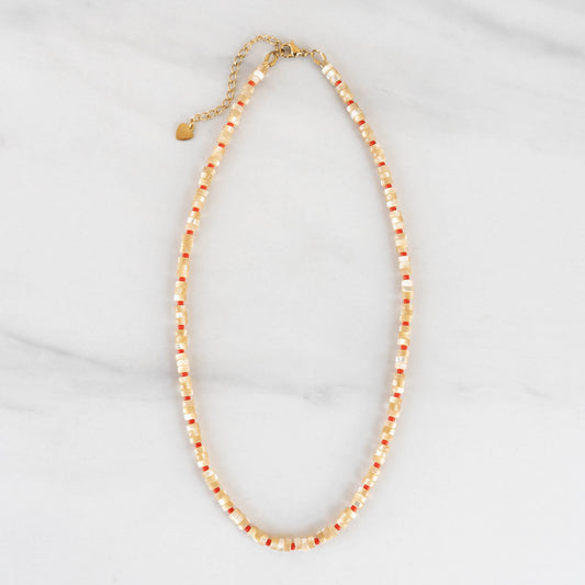 Birch Necklace | Natural Mother of Pearl Beaded Necklace