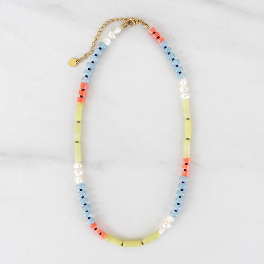 Lila Necklace | Gemstone & Pearl Beaded Necklace