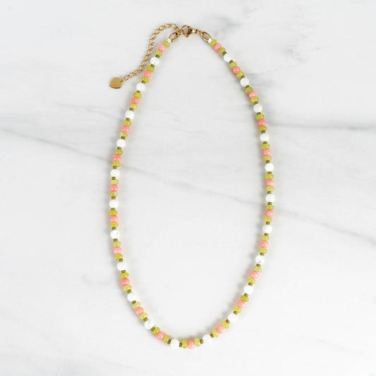 Lili Necklace | Mother of Pearl & Gemstone Beaded Necklace