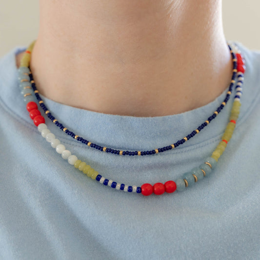 Poppy Necklace | Gemstone & Pearl Beaded Necklace