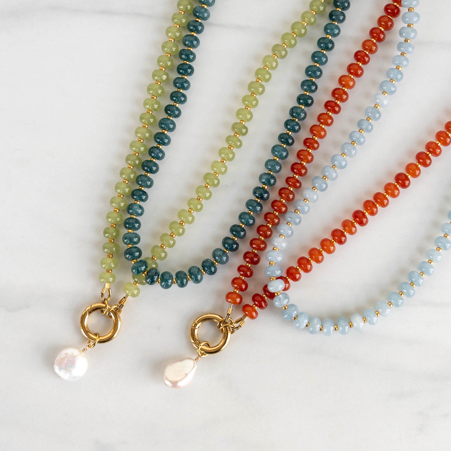 Dahlia Necklace | Beaded Gemstone Charm Necklace