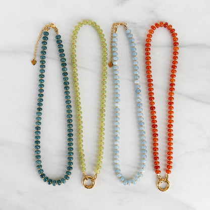 Dahlia Necklace | Beaded Gemstone Charm Necklace