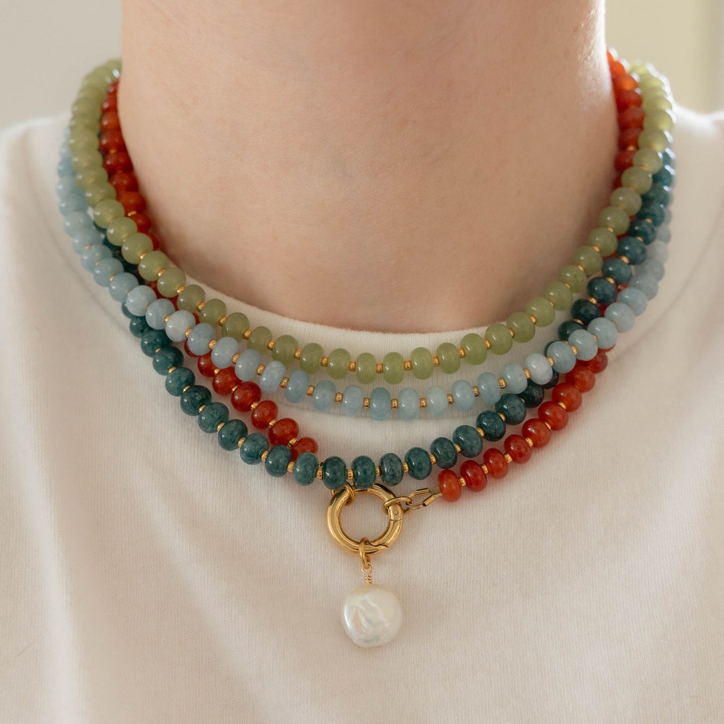 Dahlia Necklace | Beaded Gemstone Charm Necklace